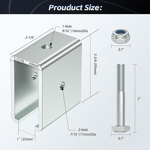 Miniatura 2 de SKTREX Conector de canal de puntal Extiende la conexión del soporte para su uso con canal de puntal de 1-58" de ancho y 1-58" de altura
