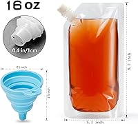 Vista 8 de Bolsas de plástico ocultables y reutilizables con embudo (8OZ-3PCS+16OZ-3PCS)