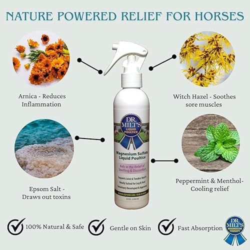 Miniatura 5 de Dr. Milt's Horse Topical Epsom Salt Pain Relief Ungüento Frotamen spray de cataplasma y linimento. 1 spray de 8 onzas