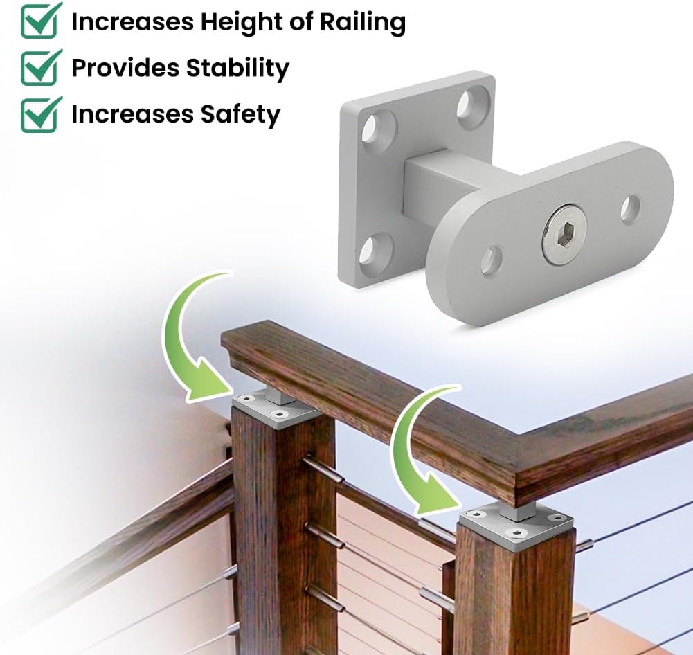 Modern Straight Handrail Bracket for Top of Wood Newel Post Railing Bracket image 2