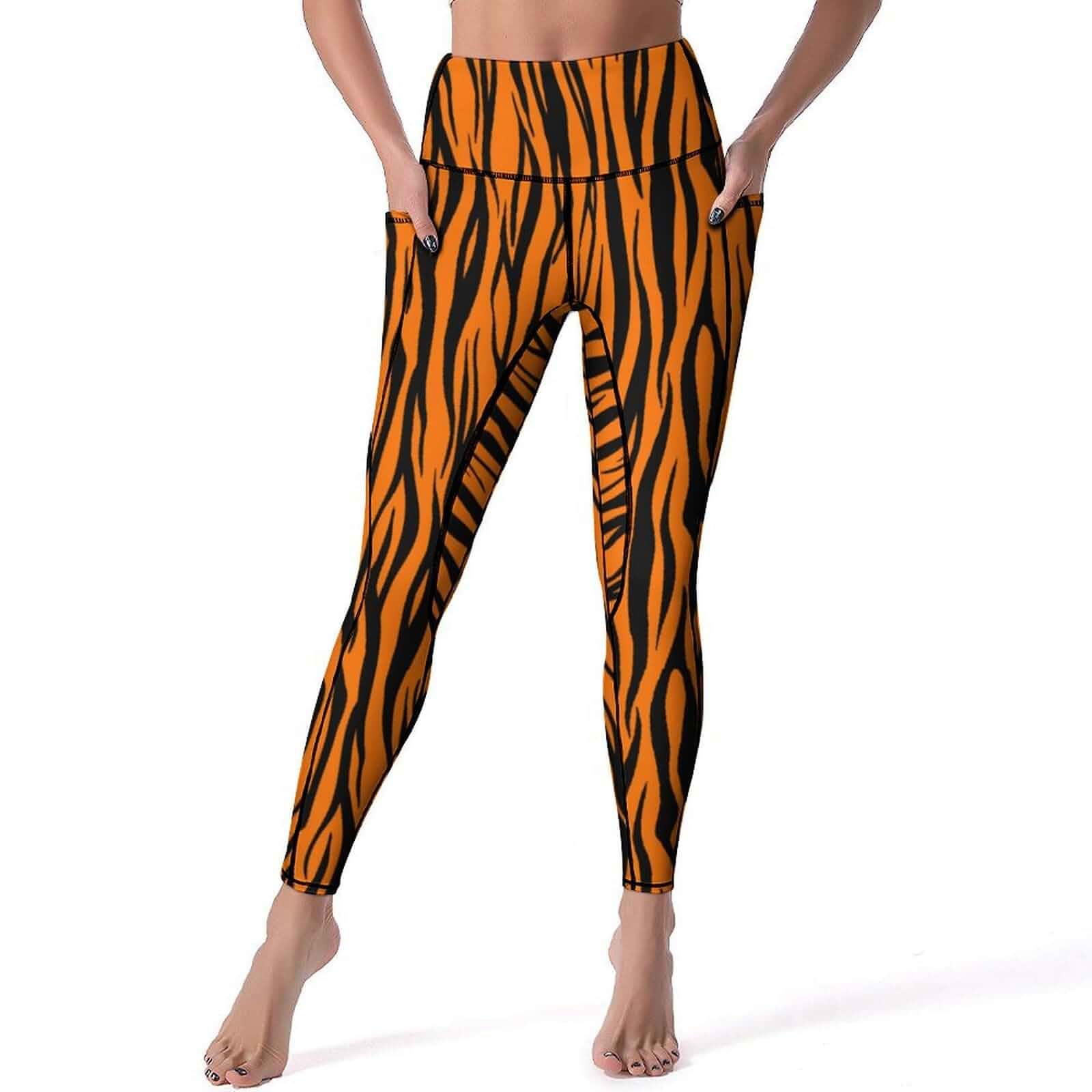 DROEYROEST High Waisted Workout Leggings for Women with Pockets Tummy Control Printed Sports Pants for Running Cycling Yoga