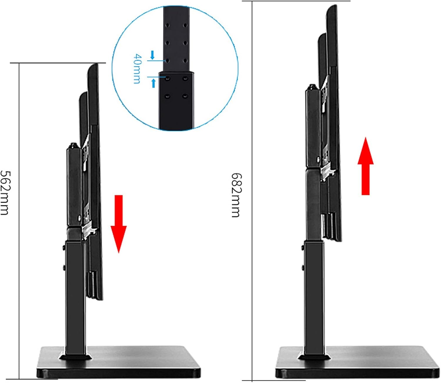 Floor TV Stand TV Base Desktop LCD Monitor Stand Universal Punch-Free TV Rotating Bracket for Most 32-70 Inch TVs with Max VESA 600x400mm, Supports Up to 99lbs Height Adjustable Ta