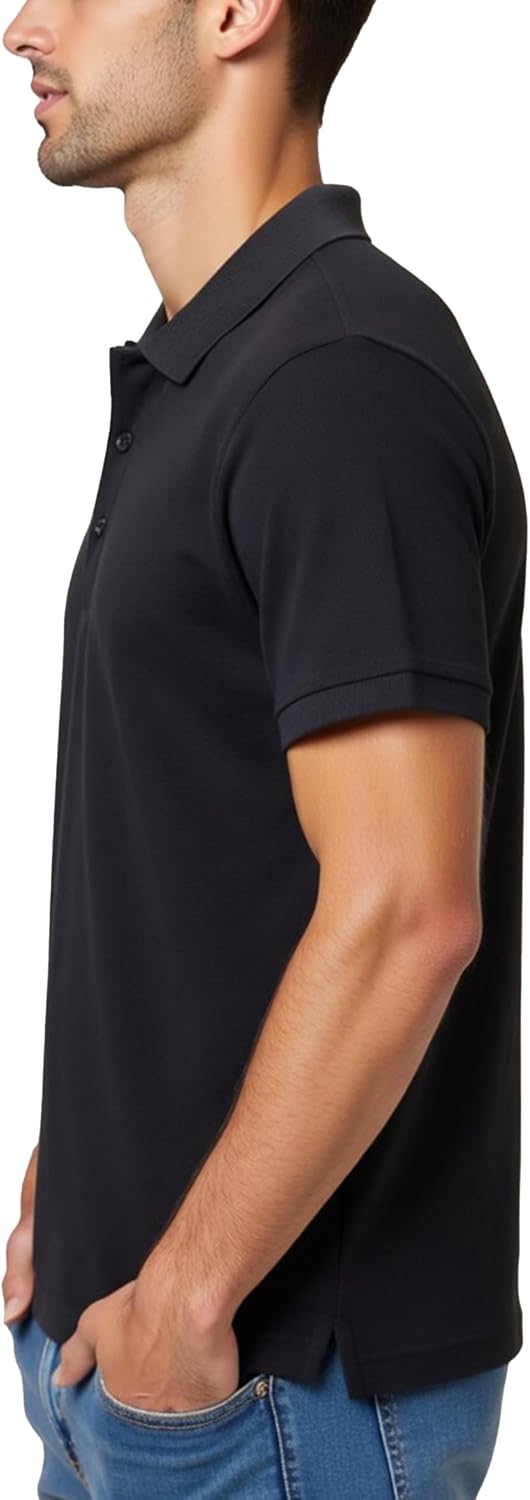 Men's Cooling Fiber Moisture Wicking Polo Shirt Regular Fit Casual Work Short Sleeve