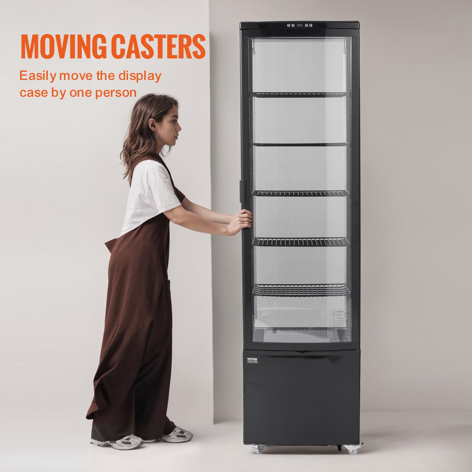 VEVOR Vitrina Refrigerada Comercial 278 L Vitrina de Pastelería de 5 Niveles Refrigerador con Iluminación LED Enfriamiento TURBO Enfriamiento por Aire Sin Escarcha, para Pasteles de Panadería