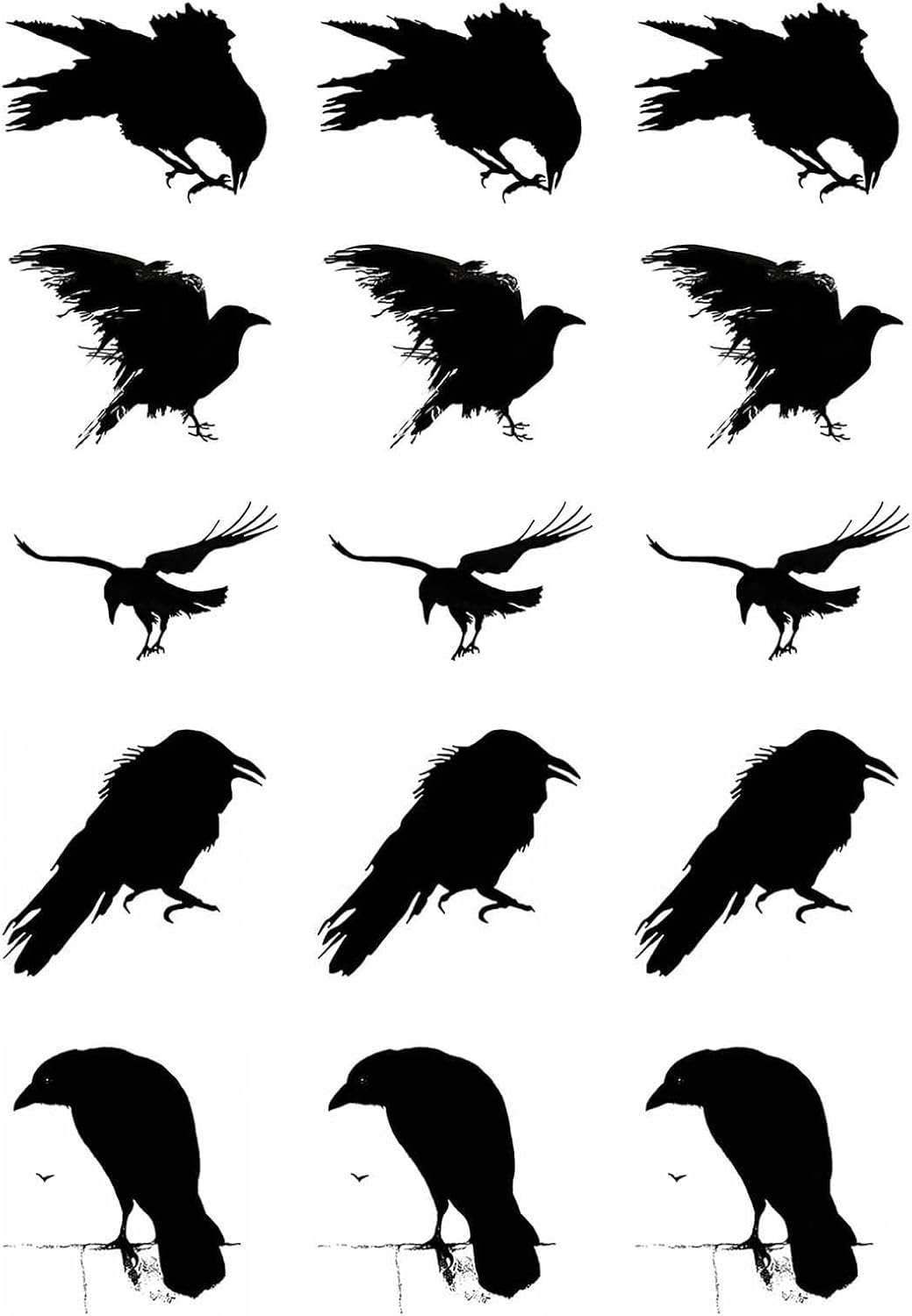 Murder of Crows 1 Black Fused Glass Decals