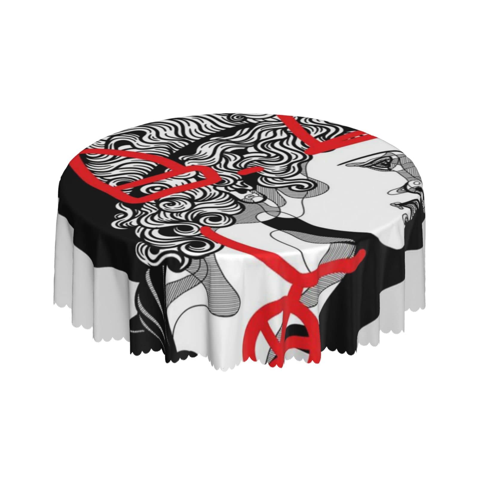 Lsjuee Apollo Red Graffiti Round Tablecloth 60 Inch Printed Washable Tablecloth for Dining Party Holiday Fall Home Decorative