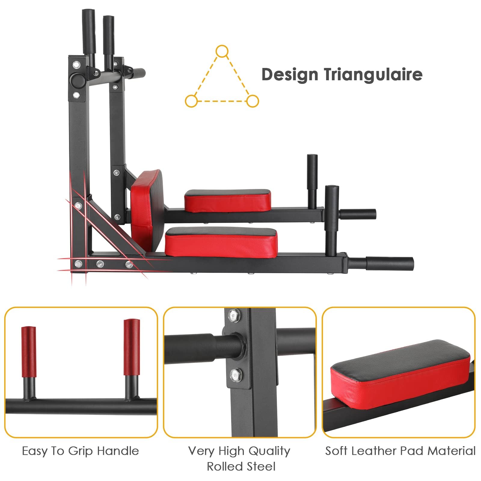 Klimmzugstange zur Wandmontage, Multifunktionale Pull Up Bar Indoor Trainingsstange Dip-Station für Home Gym, Power Tower Trainingsgewicht bis zu 200kg
