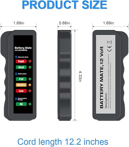 Miniatura 2 de BM310 - Probador de batería de automóvil de 12 V, analizador de sistema de carga digital automotriz con indicación LED, detector de condición de
