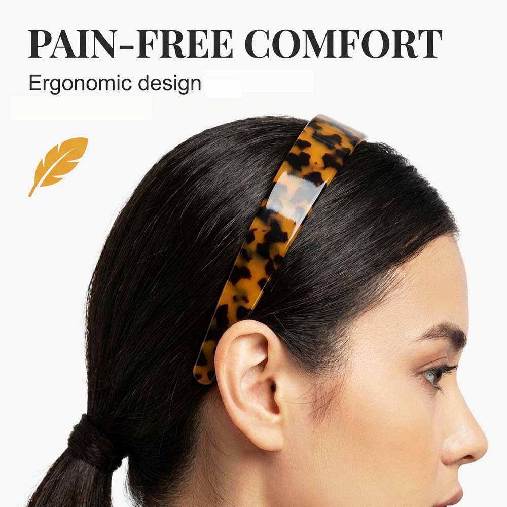 Thick Tortoise Shell Headband with Teeth for Women, 2026 Wide Acetate Resin Hair Bands, High Cranium Head Bands for Women's Hair Non Slip, Versatile Headbands for Daily (#A+#C+#E)