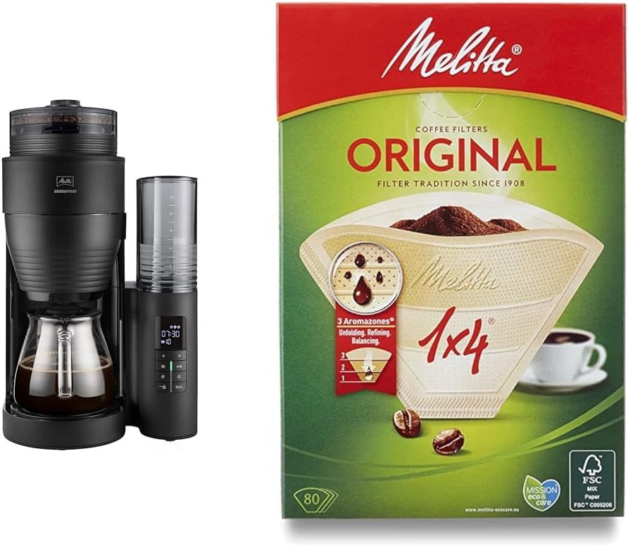 Filter Coffee Machine with Integrated Ceramic Grinder with 11 Settings, Adjustable Strength & 6658076 Pack Original Size 1x4, 80, Filter Coffee Makers, Brown, Paper