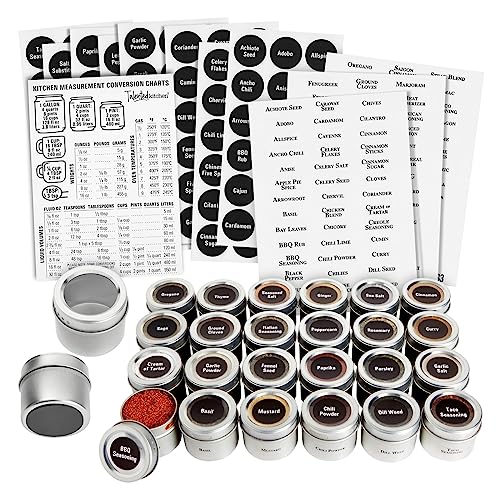 Comparison: Best Magnetic Spice Jars 6 Talented Kitchen Magnetic Spice Jars - 3 oz, Stainless Steel, 24-Pack - Spice Tins with Sift & Pour Lids & Fridge Magnets for Kitchen Organization