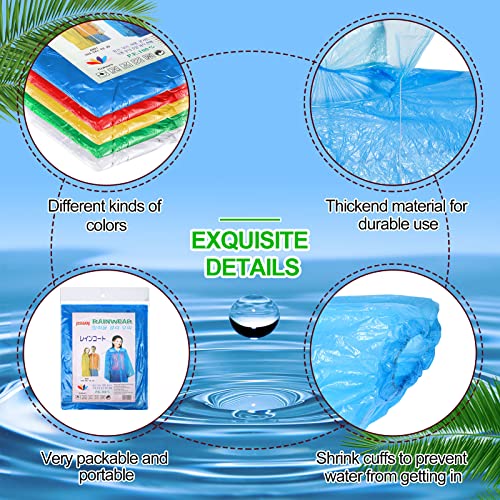 Hercicy 300 Pcs Adults Rain Ponchos Bulk with Hood Emergency Disposable Raincoat Waterproof Plastic Ponchos4