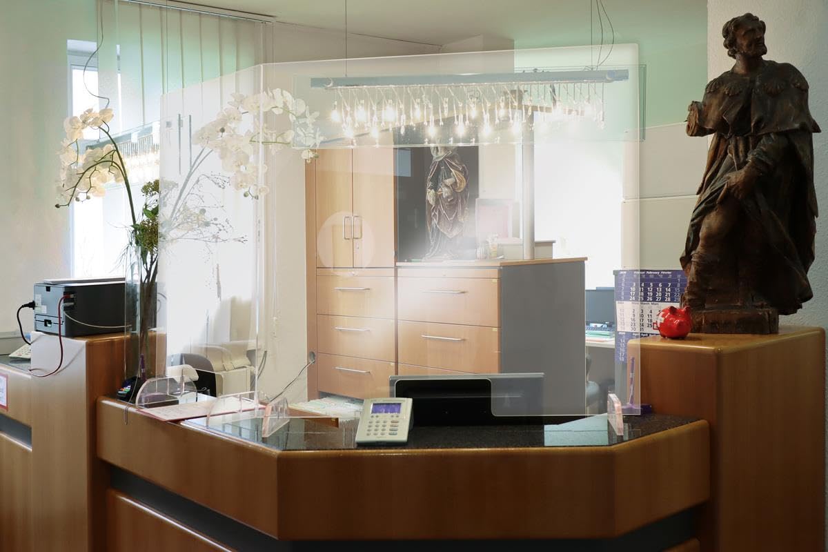 Hygieneschutzwand für Theken und Tresen, Thekenaufsatz, Spuckschutz, Niesschutz