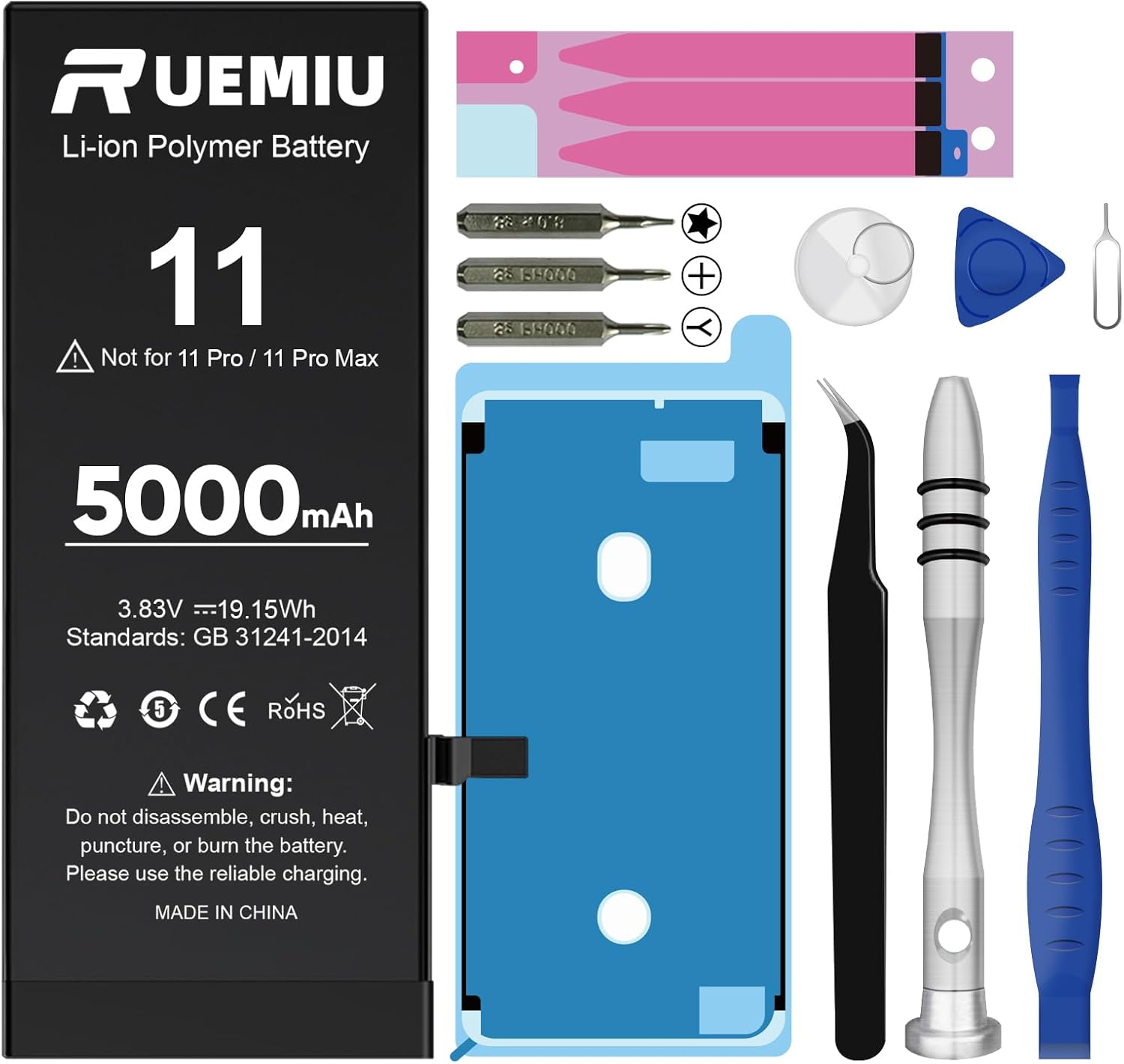 Battery for iPhone 11, Upgraded 5000mAh Durable High-Capacity Replacement with Repair Tool Kit, Compatible with A2111 A2221 A2223