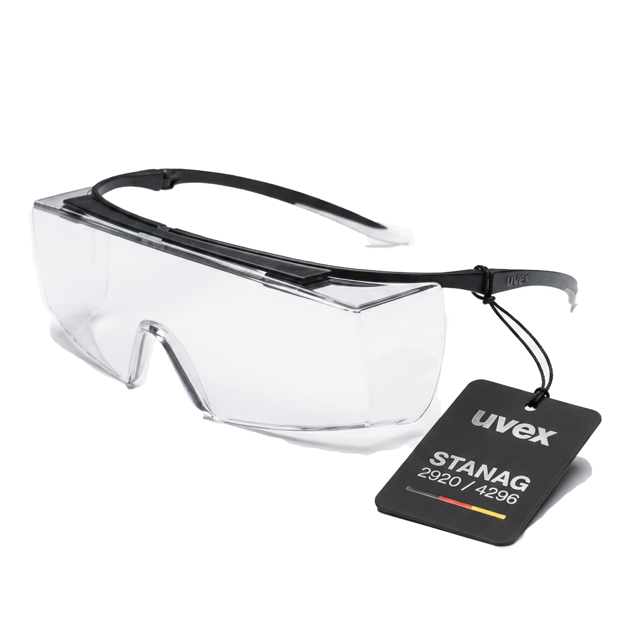 Uvex Super F - Occhiali di protezione OTG per protezione sportiva – Occhiali da sole per portatori di occhiali, anti-appannamento e antigraffio, campo visivo chiaro per stand di tiro e allenamento
