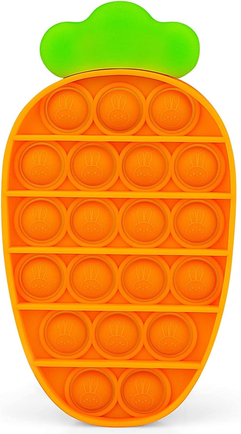 FunBlast Pop It Fidget Toy, Autism Special Needs Silicone Stress Reliever, Squeeze Sensory Toy (Carrot)