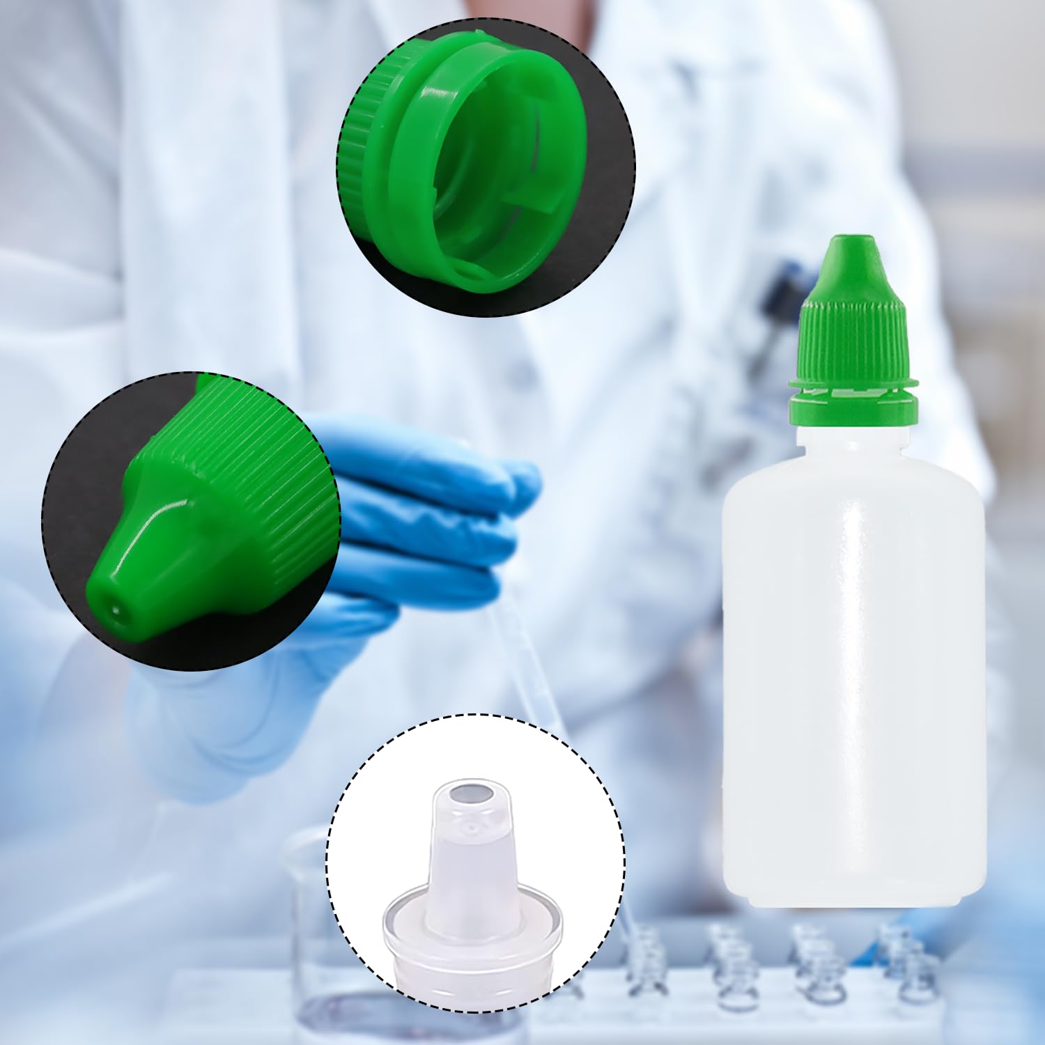 Plastikowe butelki z zakraplaczem, 50 ml, puste, wyciskane butelki z kroplomierzem z czerwoną nakrętką, 4 sztuki, idealne do olejów, transferu płynów i projektów DIY
