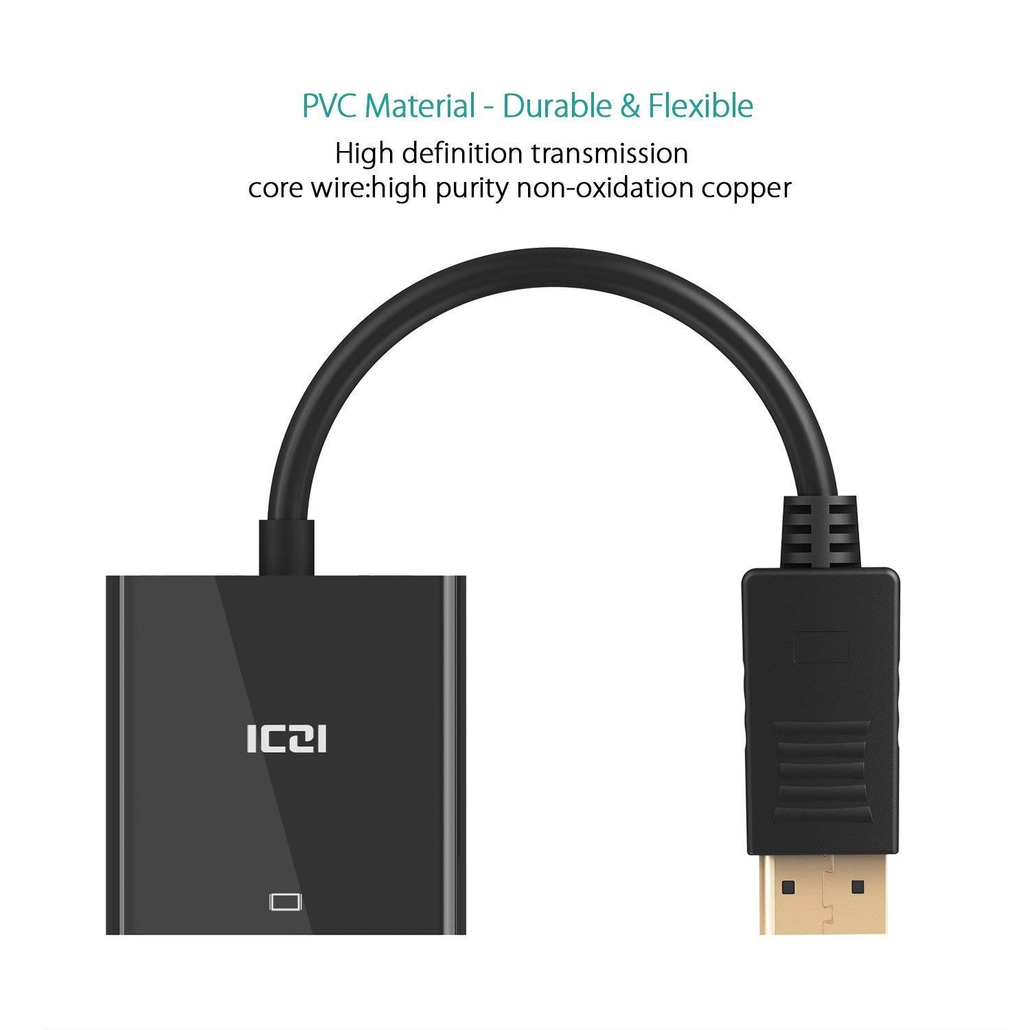 ICZI Cavo adattatore da display a porta VGA da DP a VGA 1080P per PC e laptop Placcato oro