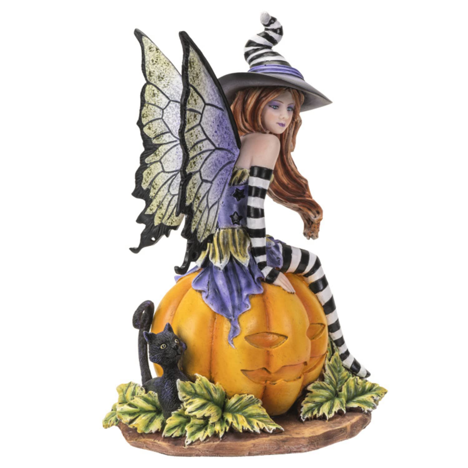 Pacific Giftware Figura de bruja de hadas sobre calabaza, decoraci n de interiores y exteriores para jardines de hadas, Halloween y propietarios nuevos, tama o de 5.5 x 4.5 x 8.25 pulgadas