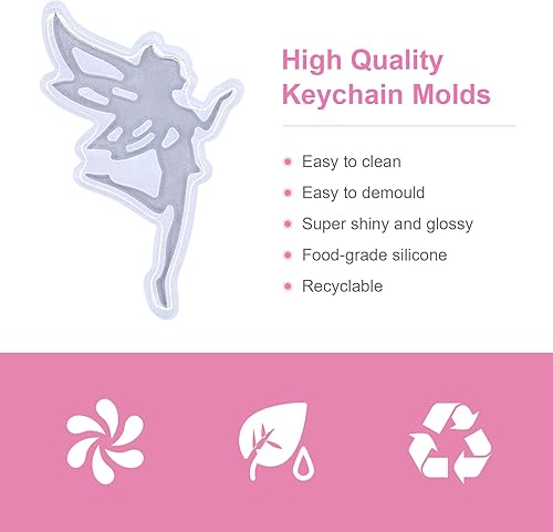 Miniatura 3 de Angel Wings Moldes de silicona brillantes de hada, hermoso molde de resina para bricolaje, resina epoxi, molde de fundición de resina UV, llavero de