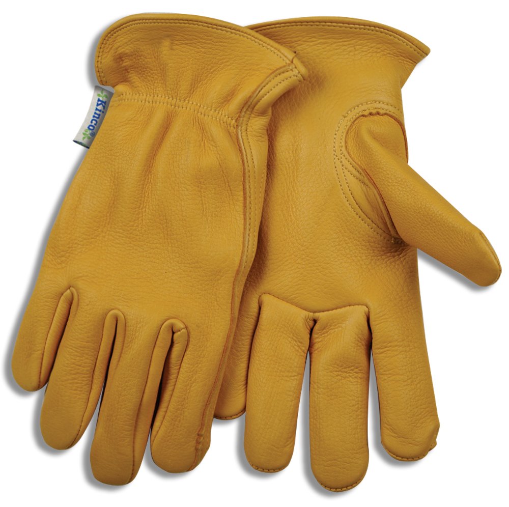 Kinco Women's Premium Grain Deerskin Leather Glove - Large, Yellow, Comfortable, Anti-Fatigue Keystone Thumb, Easy-On Cuff, Safety