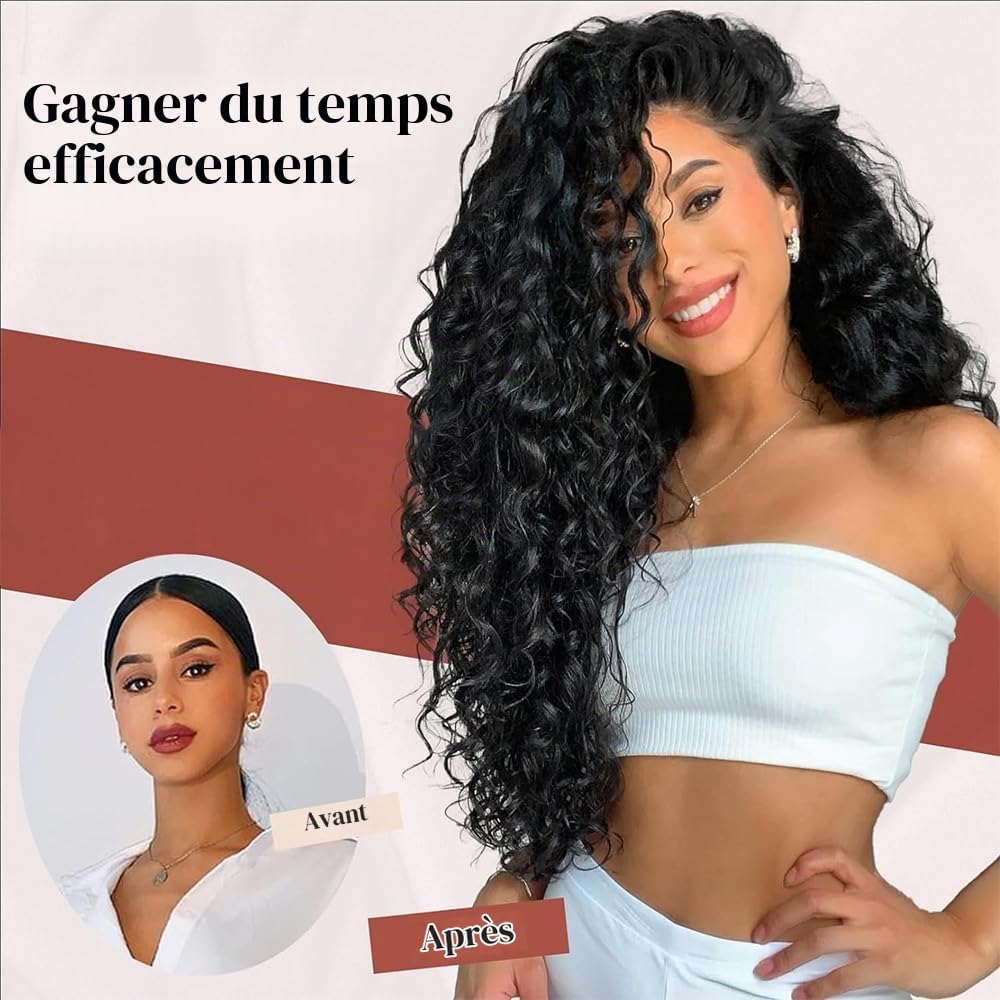 Postiche afro bouclé à clip fibre douce et résistante, confort longue durée, parfait pour look unique au quotidien, événements culturels, fêtes et concerts en plein air(Noir-1b)