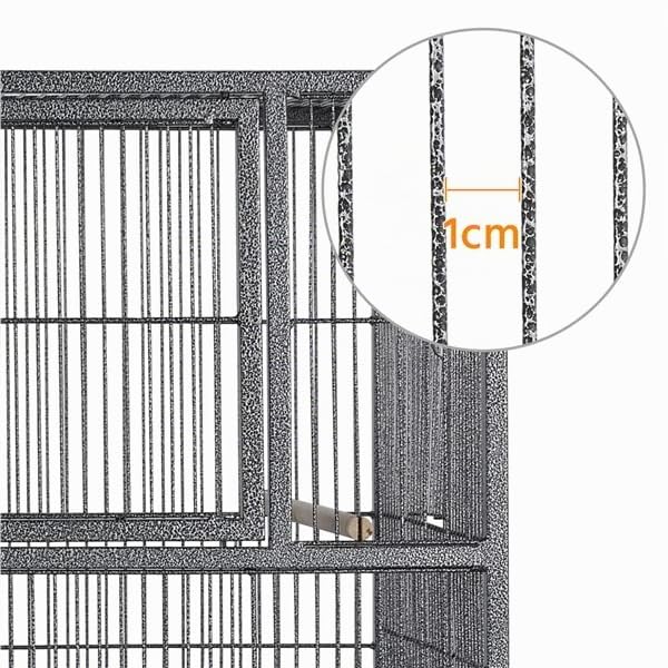 Abician Cage à Oiseaux Large Empilable Cadre en Métal Cage d’élevage Divisée pour Petits Oiseaux Pinson Canaris Perruches 95,5 x 45,5 x 52,5 cm Noir