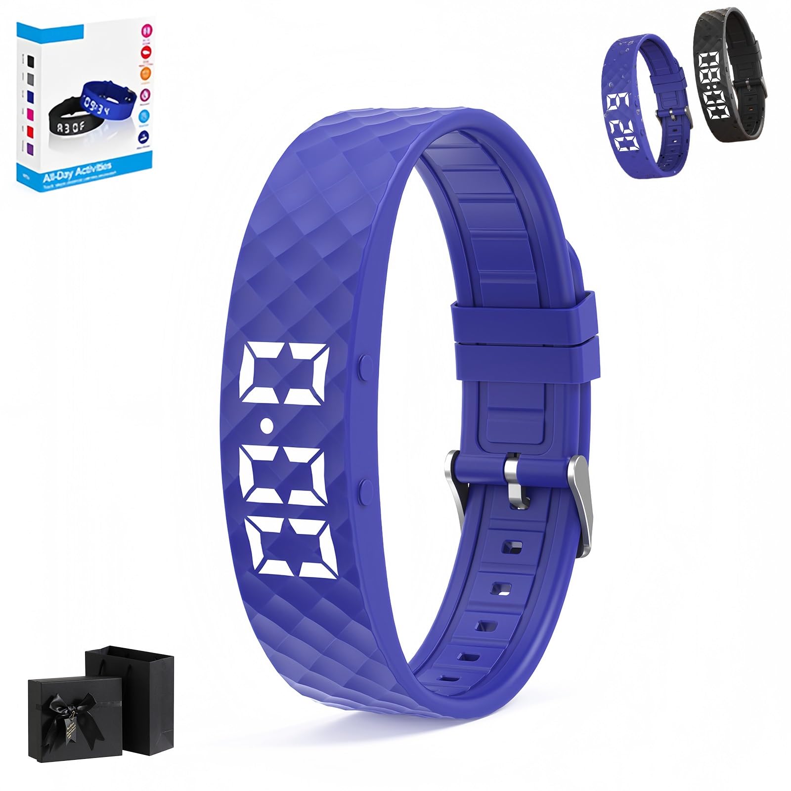 2026 Bewolken Vibro Band Wecker, Vibroband Pro Wecker mit 8 Vibrationsfunktionen, Wasserdicht & Multifunktional Vibrationswecker Armband für Den Perfekten Aufwachmoment(Blau)