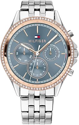 Tommy Hilfiger Reloj Analógico de Cuarzo Multifunción para Mujer con Correa de Acero Inoxidable - Disponible en versión Oro o Plata