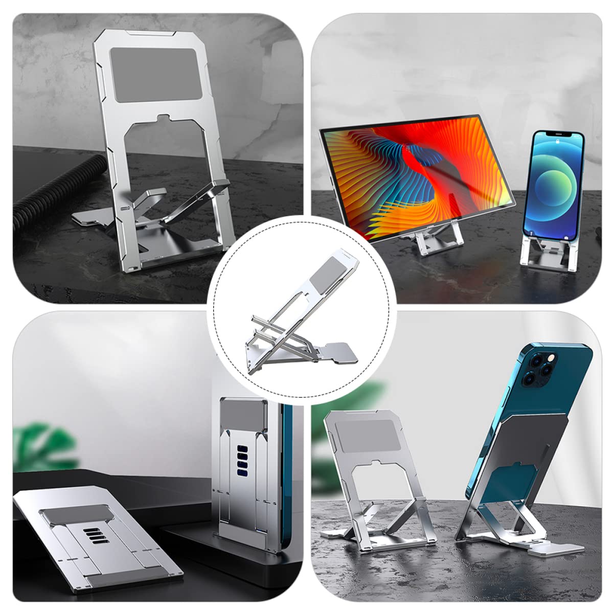 POPETPOP Soporte Plegable para Teléfono y Tableta Soporte de Escritorio Ajustable Portátil para Uso Oficina o Hogar