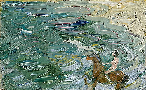 Impression Tableaux Graffiti Art Mural Cavalier sur la plage Décoration Murale 60x90