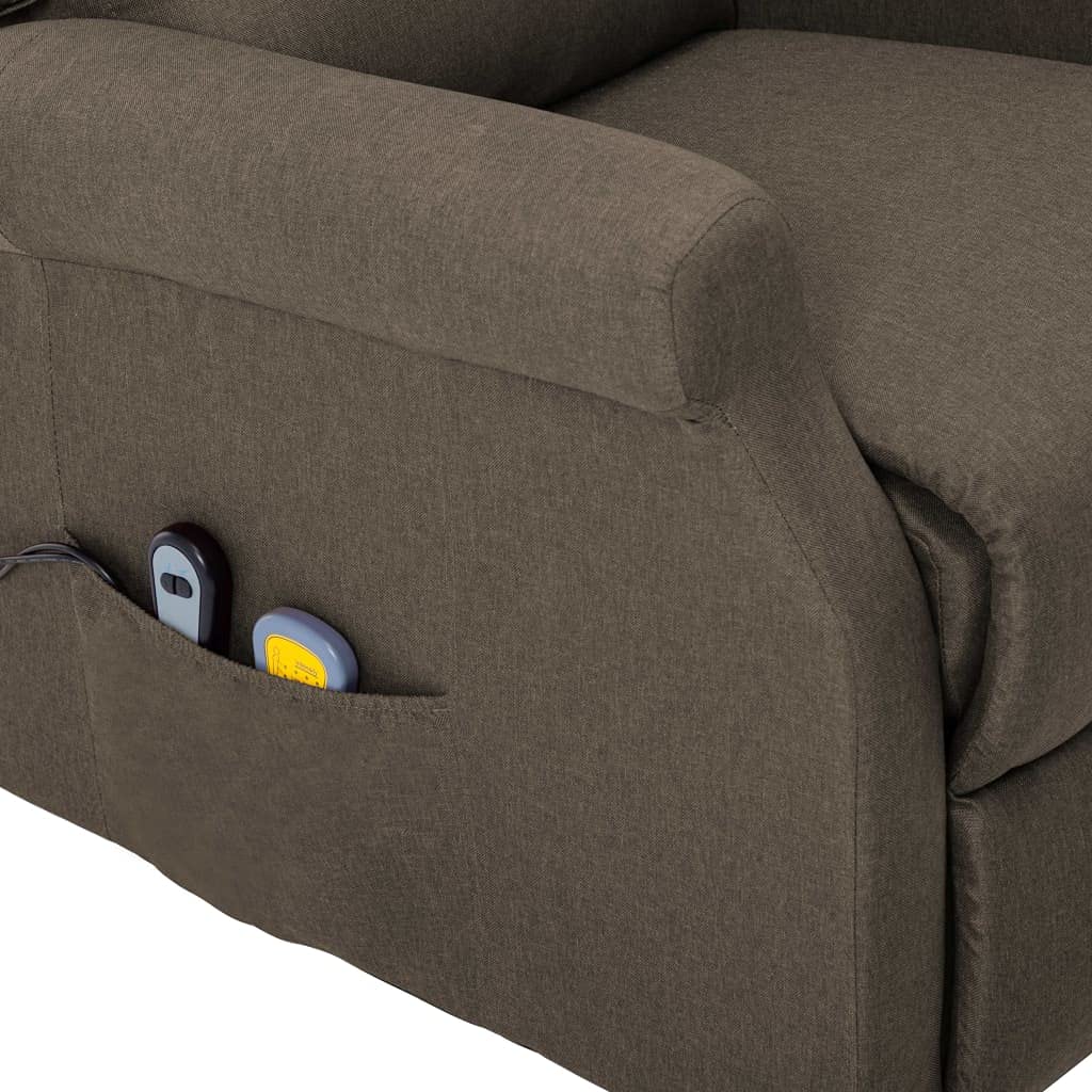 vidaXL Poltrona Massaggiante Alzapersona Poltroncina per Massaggi Divano Singolo Massaggiatore Sedia TV Arredamento Grigio Talpa in Tessuto