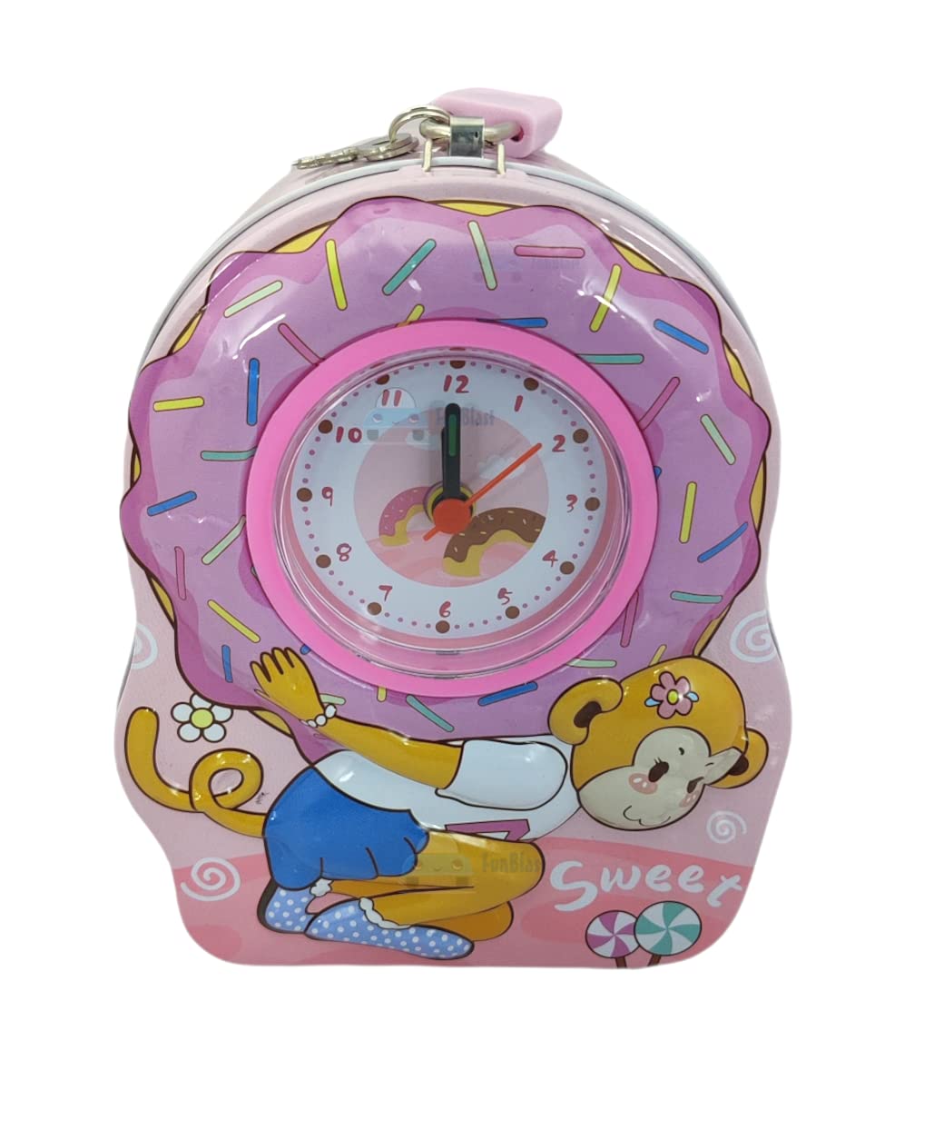 FunBlast 2 in 1 Metal Coin Box and Alarm Clock - Table Alarm Clock with Piggy Bank/Coin Box/Metal Coin Bank for Kids/Money Bank with Key and Lock/Birthday Return Gift (Pink) (B09QJQ4BWS) Amazon Price History, Amazon Price Tracker