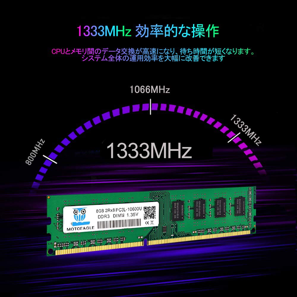 Amazon.co.jp: Motoeagle PC3L 10600U 16GB Kit DDR3L 1333MHz 8GBx2枚