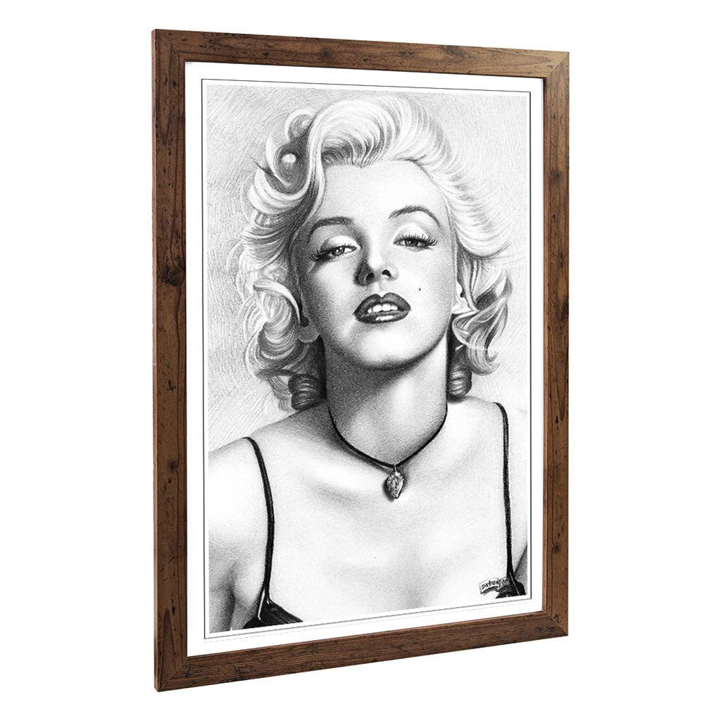 Big Box Art Framed Print of Black and White Marilyn Monroe Design | Wall Art Picture | Home Decor for Kitchen, Living Room, Bedroom, Hallway, Walnut, A2 / 24.5x18 Inch / 62x45cm