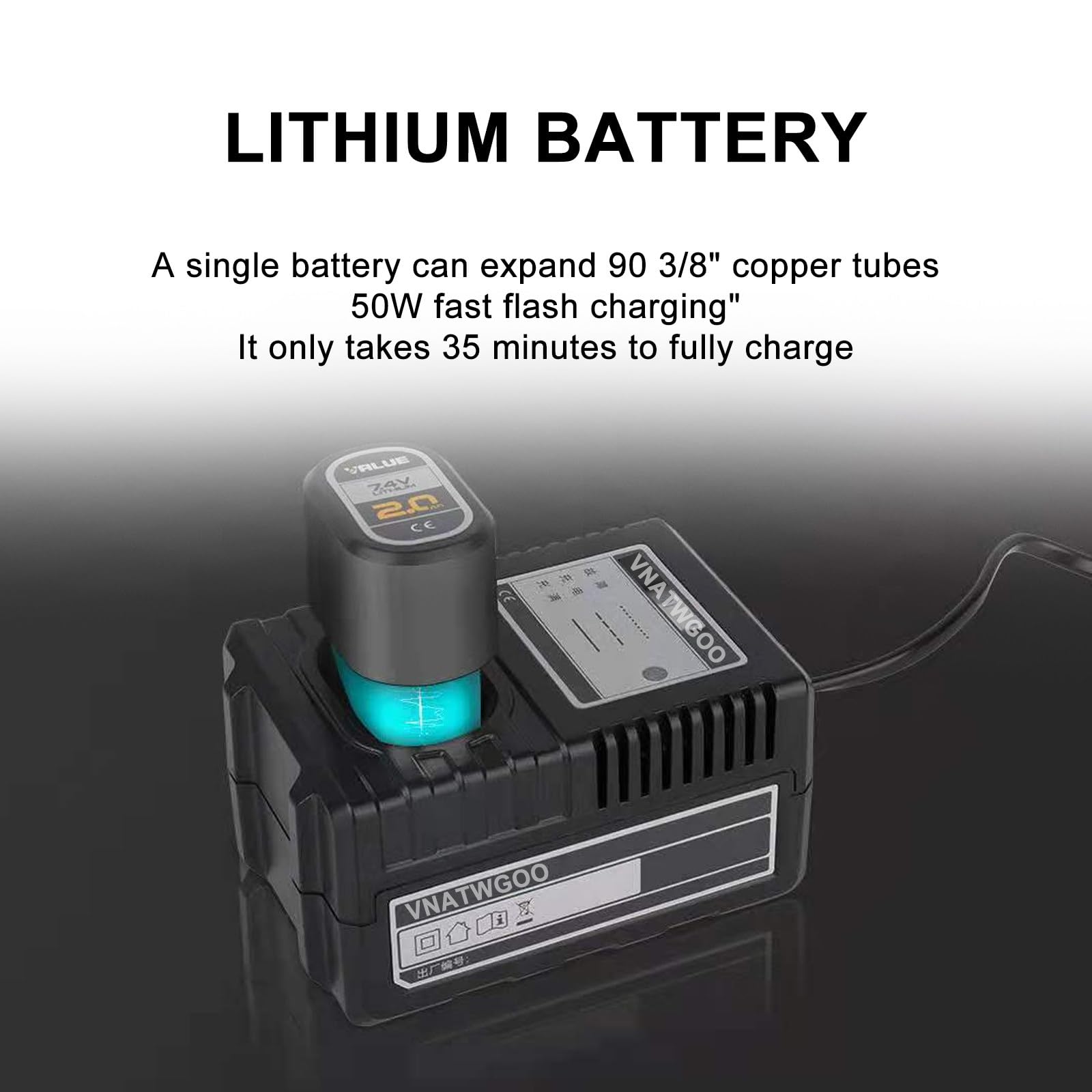 Abocardador EléCtrico, Herramienta Expansora De Tubos De Cobre, para ReparacióN De Aire Acondicionado, con Mandril De Varios TamañOs Y BateríA ExtraíBle,B