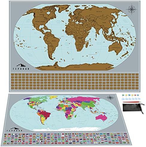 Tephran Scratch Off Map of The World Poster