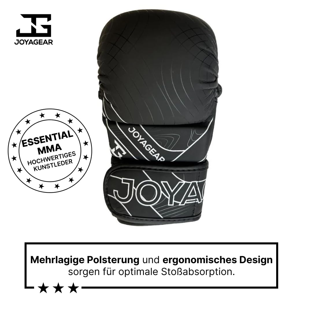 JOYAGEAR - MMA Handschuhe Essential - Hergestellt aus hochwertigem Kunstleder - Kampfsport Handschuhe für Grappling, Sparring, Training & Wettkämpfe - Mixed Martial Arts