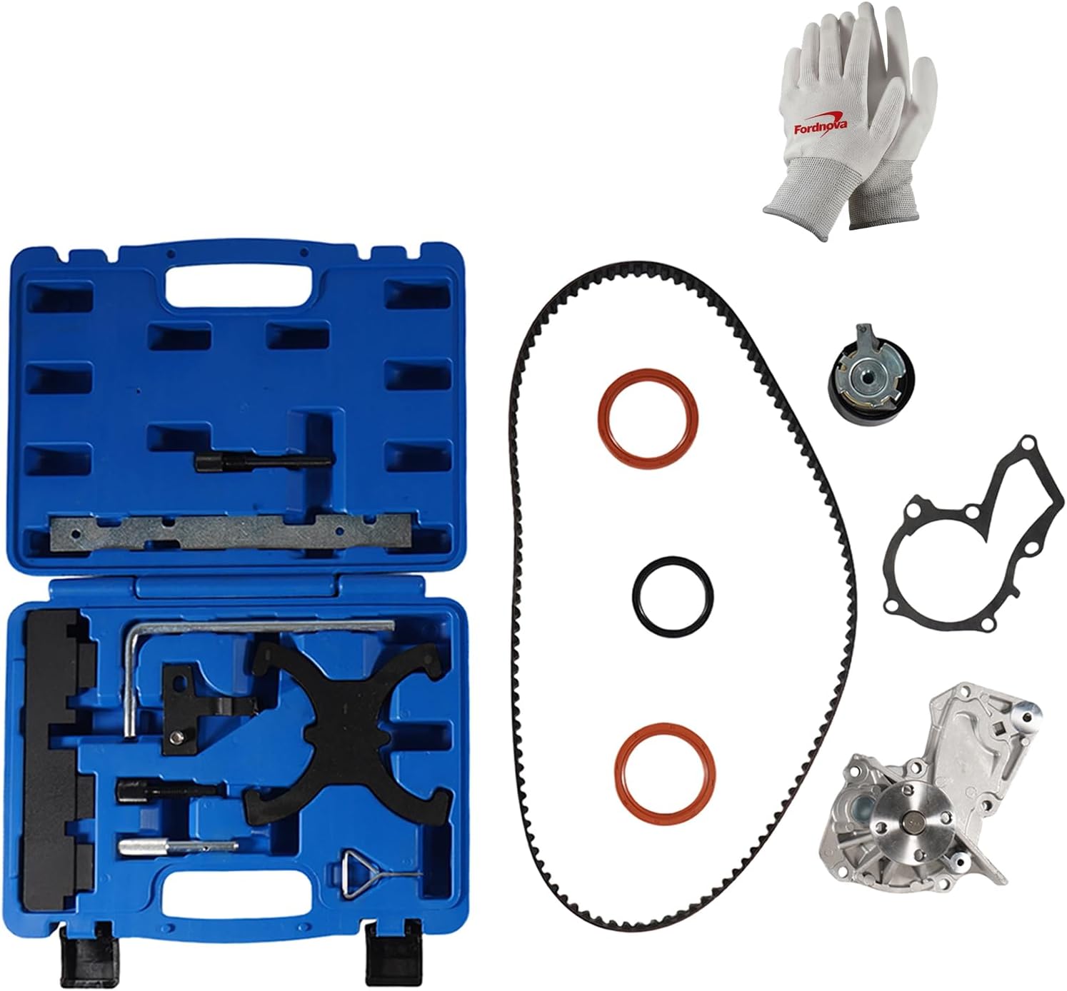 Fordnova ‎Timing Belt Kit with Water Pump Fits for Ford Fiesta 2011-2019 Ikon 2012-2015, Transit Connect 2014-2016, Escape 2013-2016, Fusion 2013-2014 1.6L L4
