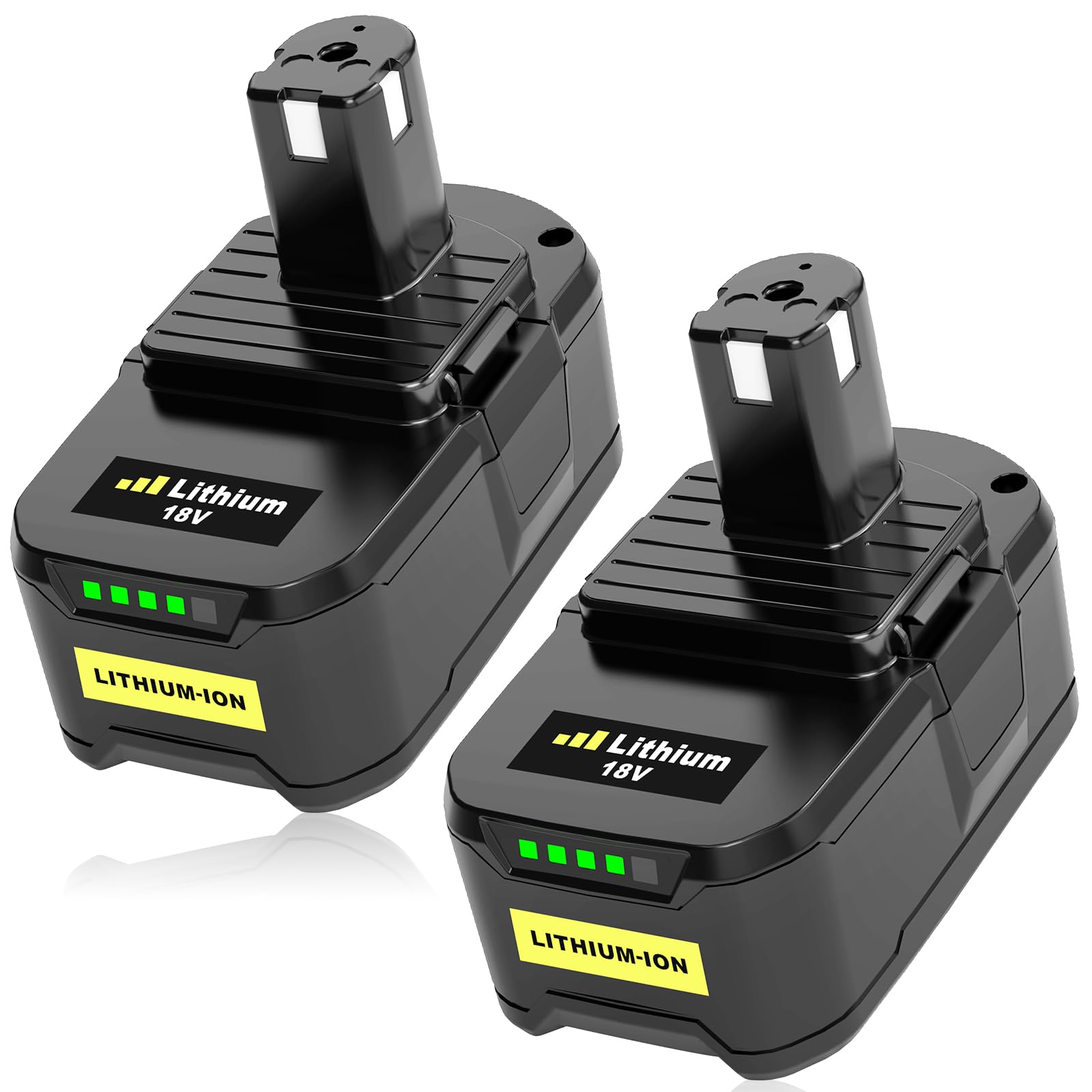 2X Remplacement pour Ryobi 18V Batterie 5.0Ah RB18L50 RB18L40 RB18L25 RB18L15 RB18L13 P108 P107 P122 P104 P105 P102 P103 (Noir Vert)