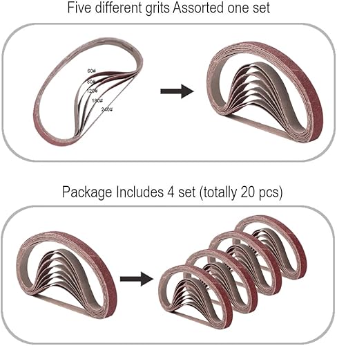Miniatura 3 de Correas de lijado de 12 pulgada x 18 pulgadas, 8 de cada uno de granos 6080120180240, herramienta de lijadora de banda para carpintería, pulido de