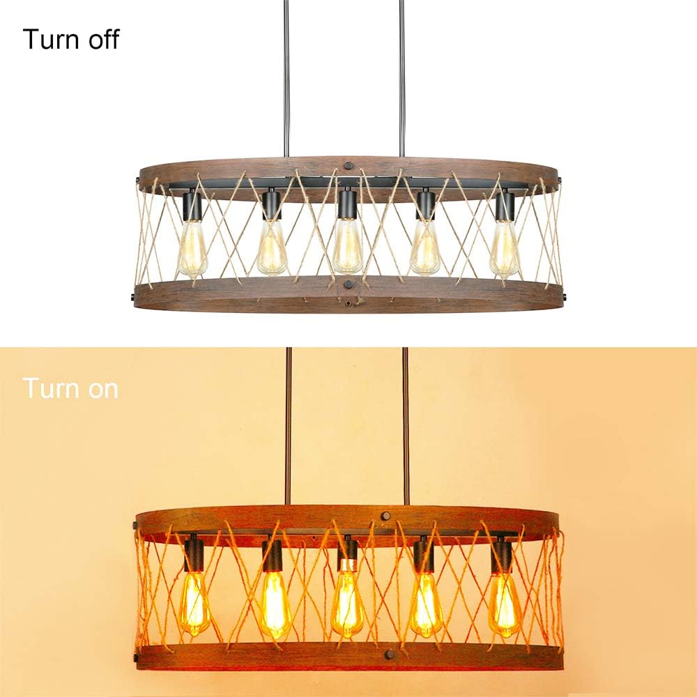 Best Cyber Monday 🔥 Lampundit 5-Light Chandelier for Dining Room Kitchen Island Lighting Oval Chandeliers Vintage Lighting Fixture, Oil Black & Wood Finish Weekly Top Sale Lampundit 5-Light Chandelier for Dining Room Kitchen Island Lighting Oval Chandeliers Vintage Lighting Fixture, Oil Black & Wood Finish