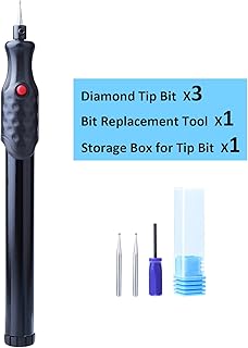 Electric Engraver Engraving Pen Cordless Carve Tool with 3 Diamond Tip Bit for Wood Glass Plastic Ceramic Metal Stone Jewellery (Black)