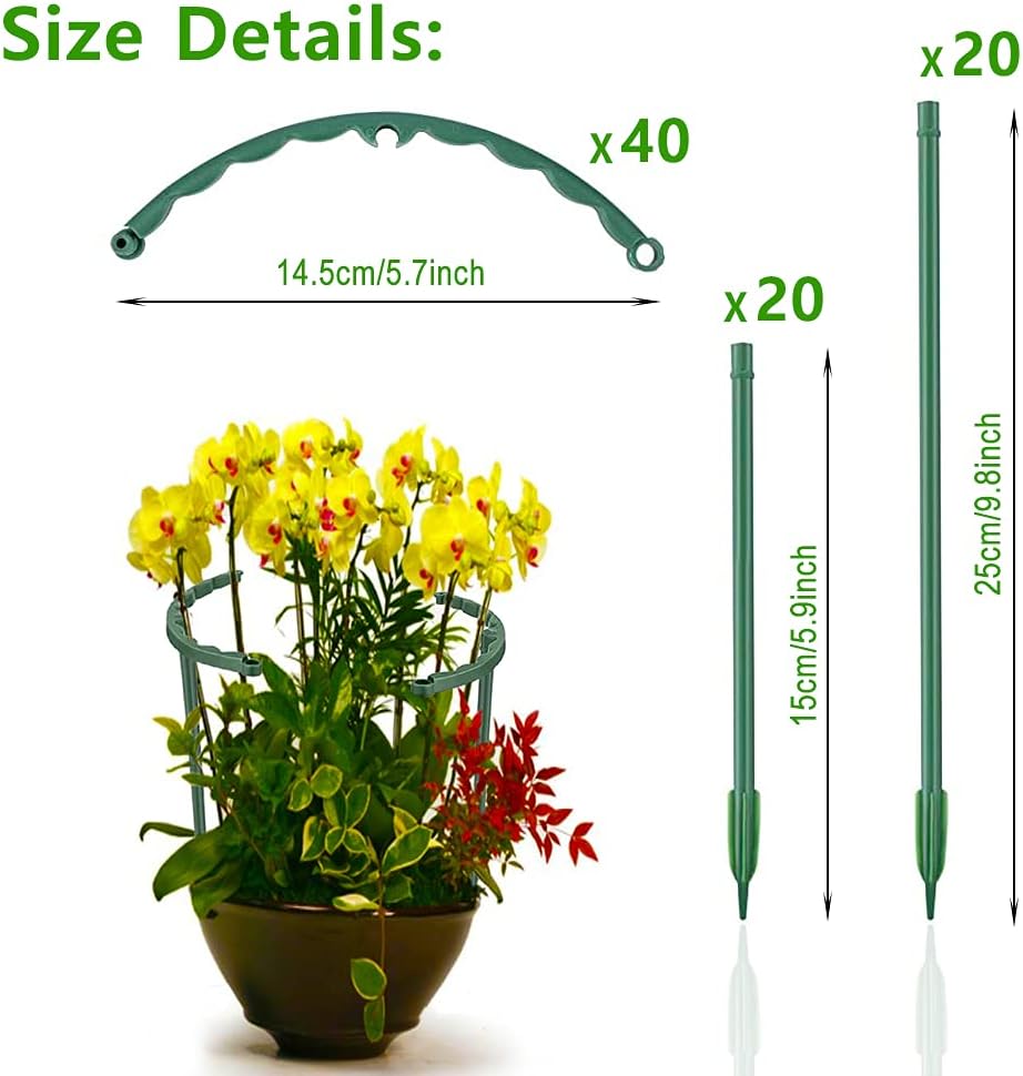20 Pcs Plant Support Stakes, Half Round Ring Plastic flower support - Image 4