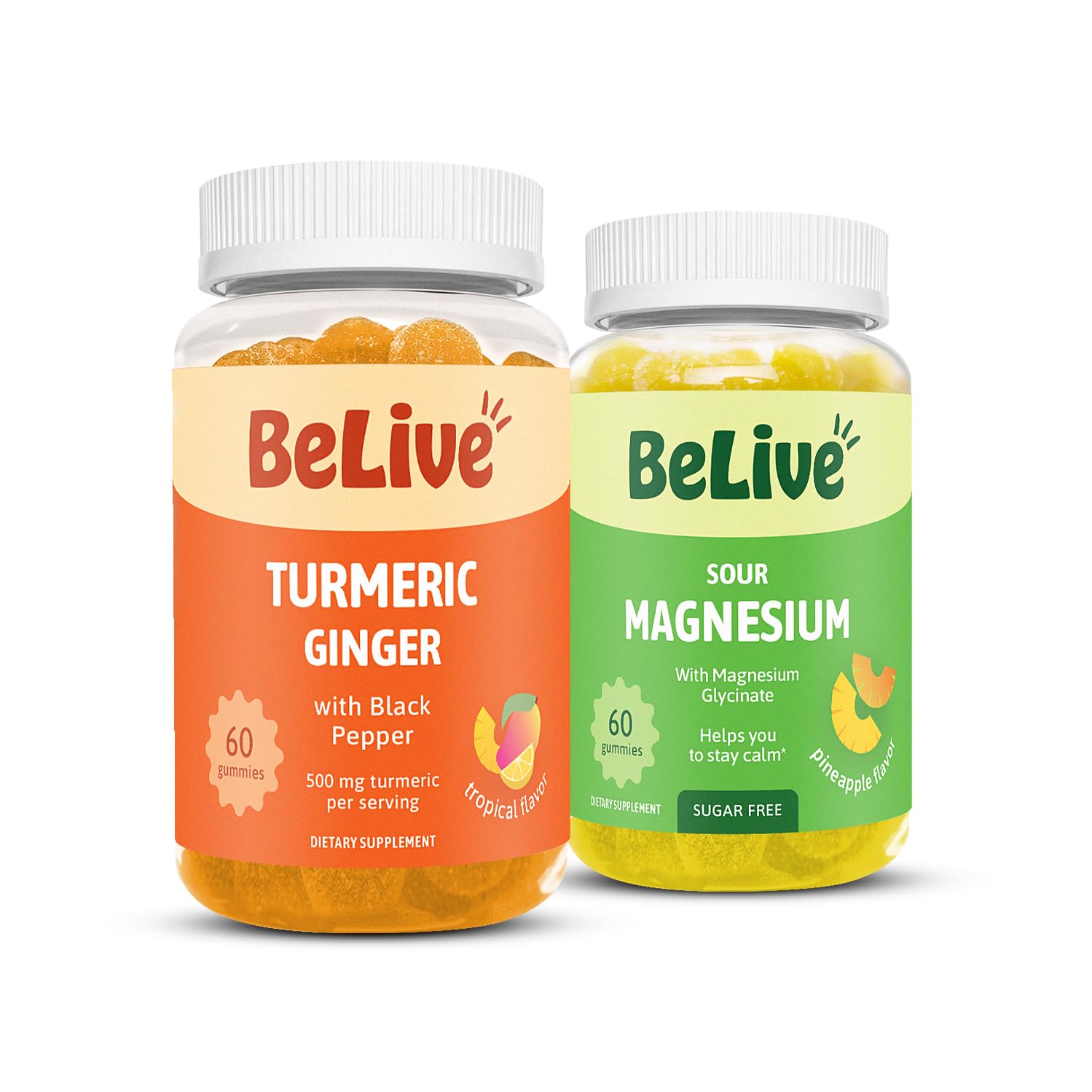 BeLive Best Sellers Bundle Magnesium and Turmeric Gummies for Relaxation, Sleep, Inmune Support and Mobility Support