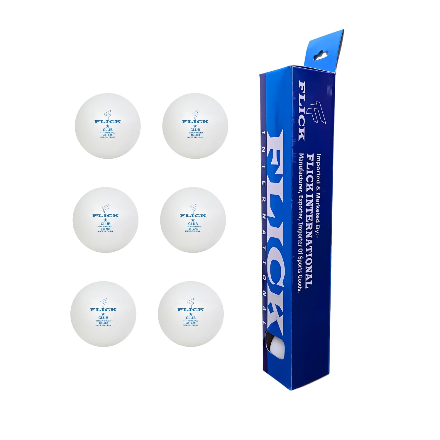 FLICK Club 1-Star Table Tennis Balls- T.T.F.I. Approved Professional Grade- Standard 40+MM Size, ABS Material, Durable White Balls for Tournament & Training- Pack of 6 Balls (2 Box)-image-31