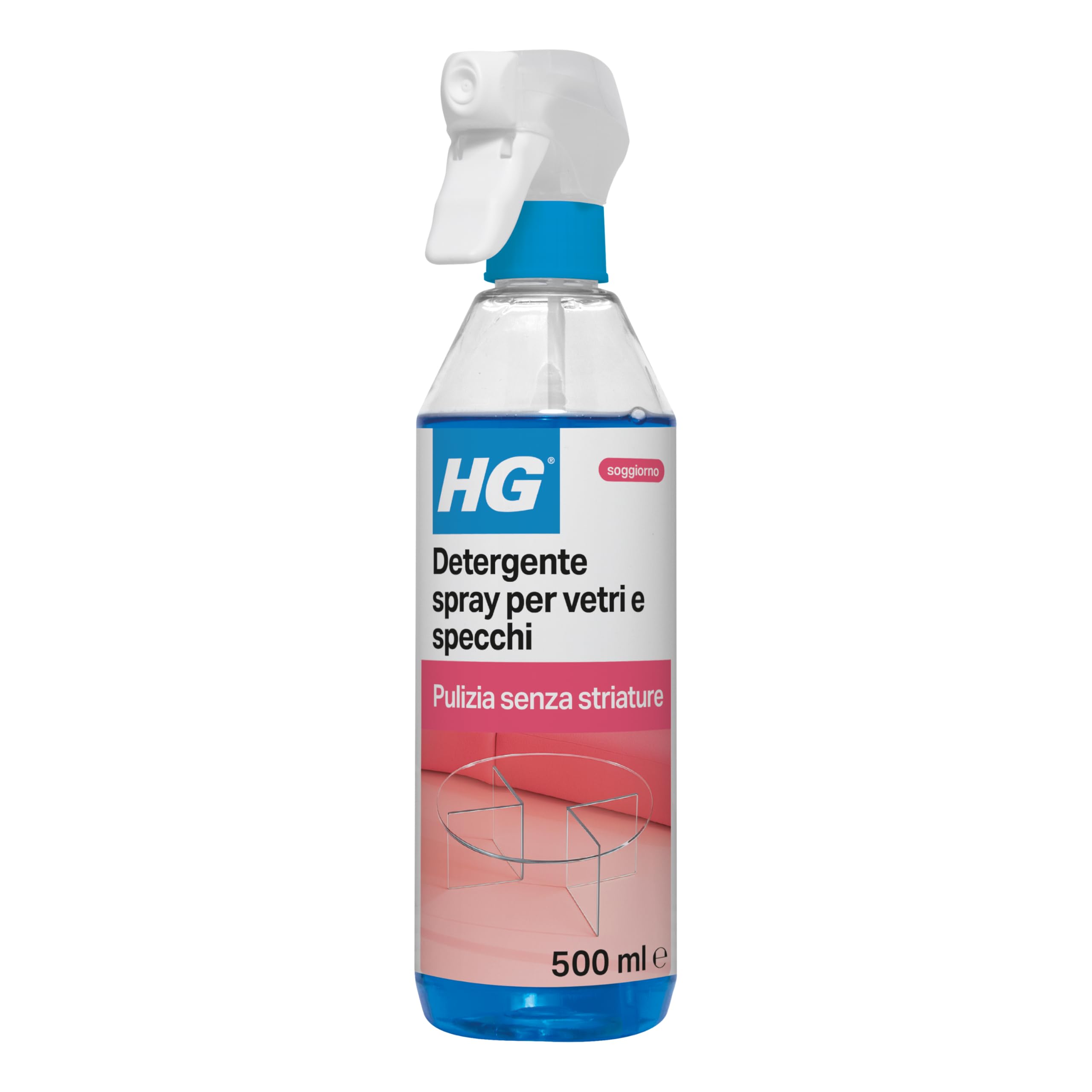 HG Nettoyant spray pour vitres, fenêtres et miroirs, élimine efficacement la graisse et la saleté, 500 ml (142050106)