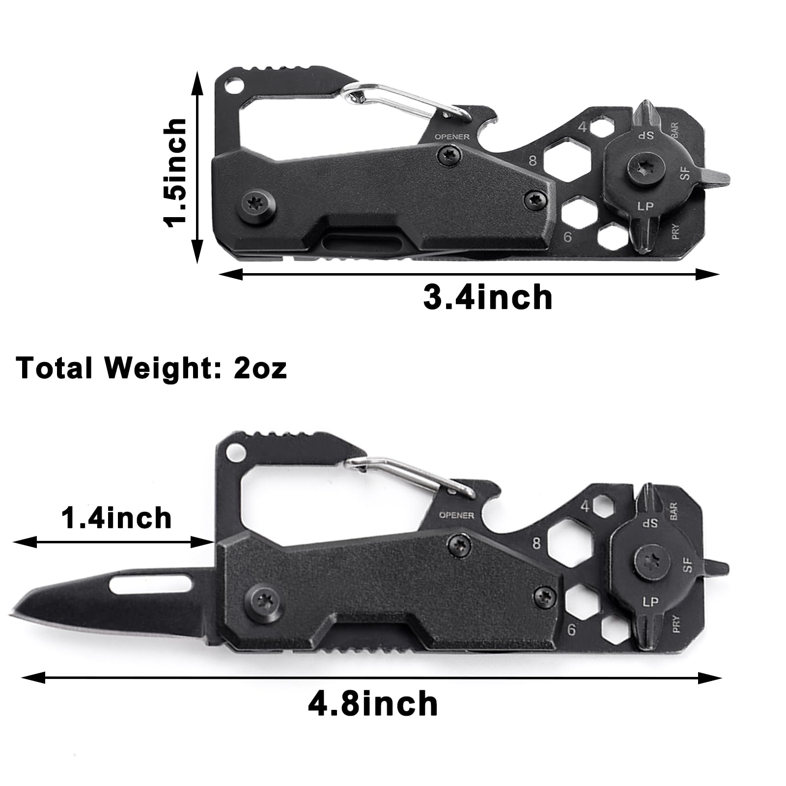 Cool Men Gift Ideas for Him - Fathers Day Dad Gifts Multitool Pocket Knife, Unique Birthday Gift for Husband Brother Boyfriend Adult, Keychain EDC Folding Knives with Clip Hand Tools Gadgets, Black