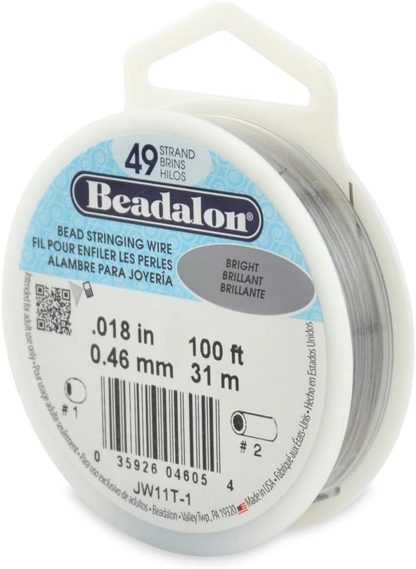 Beadalon Wire .018" 100ft Bright Silver Color 49 Strand