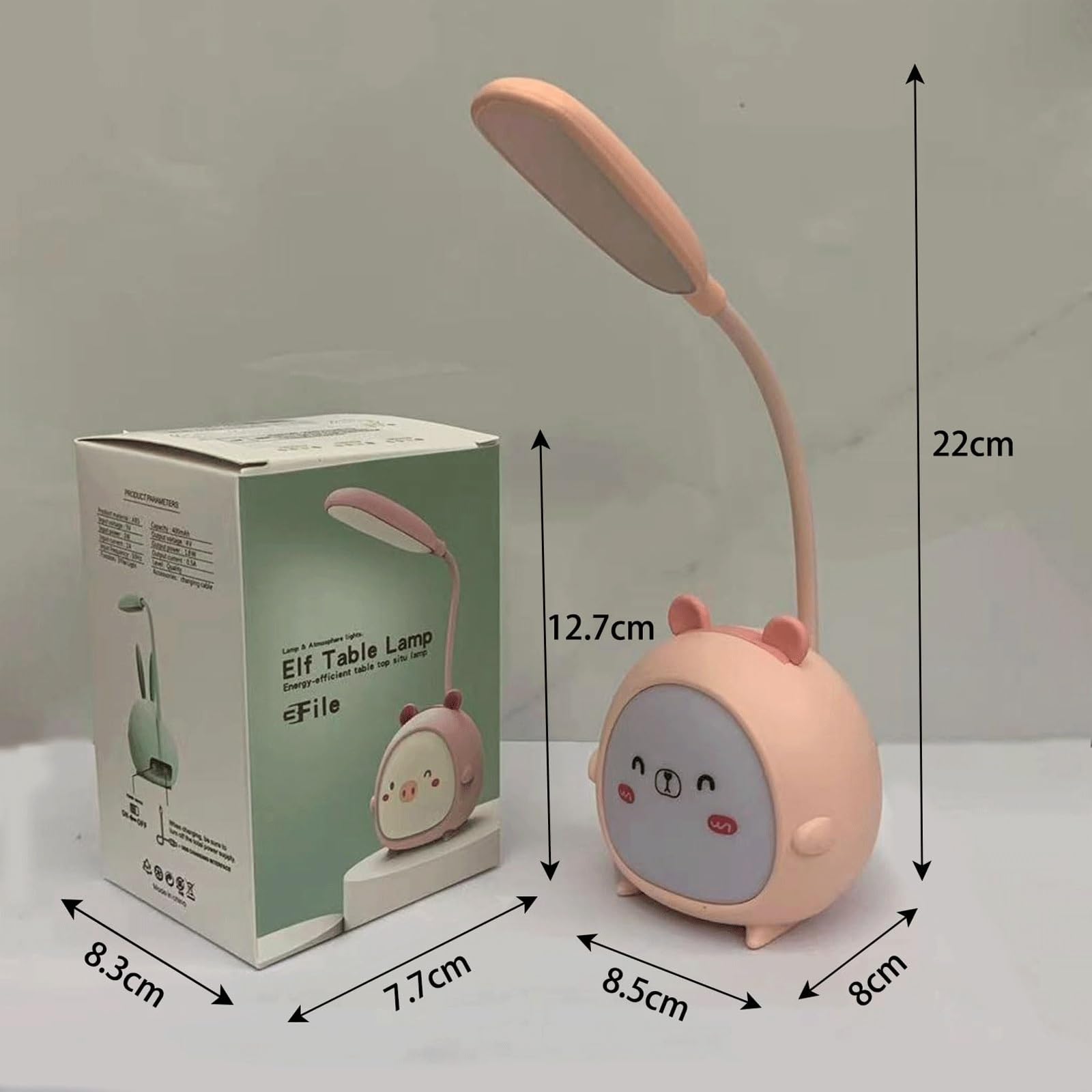 Urocza lampa biurkowa LED, ochrona oczu, przenośna lampa biurkowa LED, mini lampka nocna ze zwierzętami, składana lampka nocna do sypialni, salonu i gabinetu (kolor: różowy)